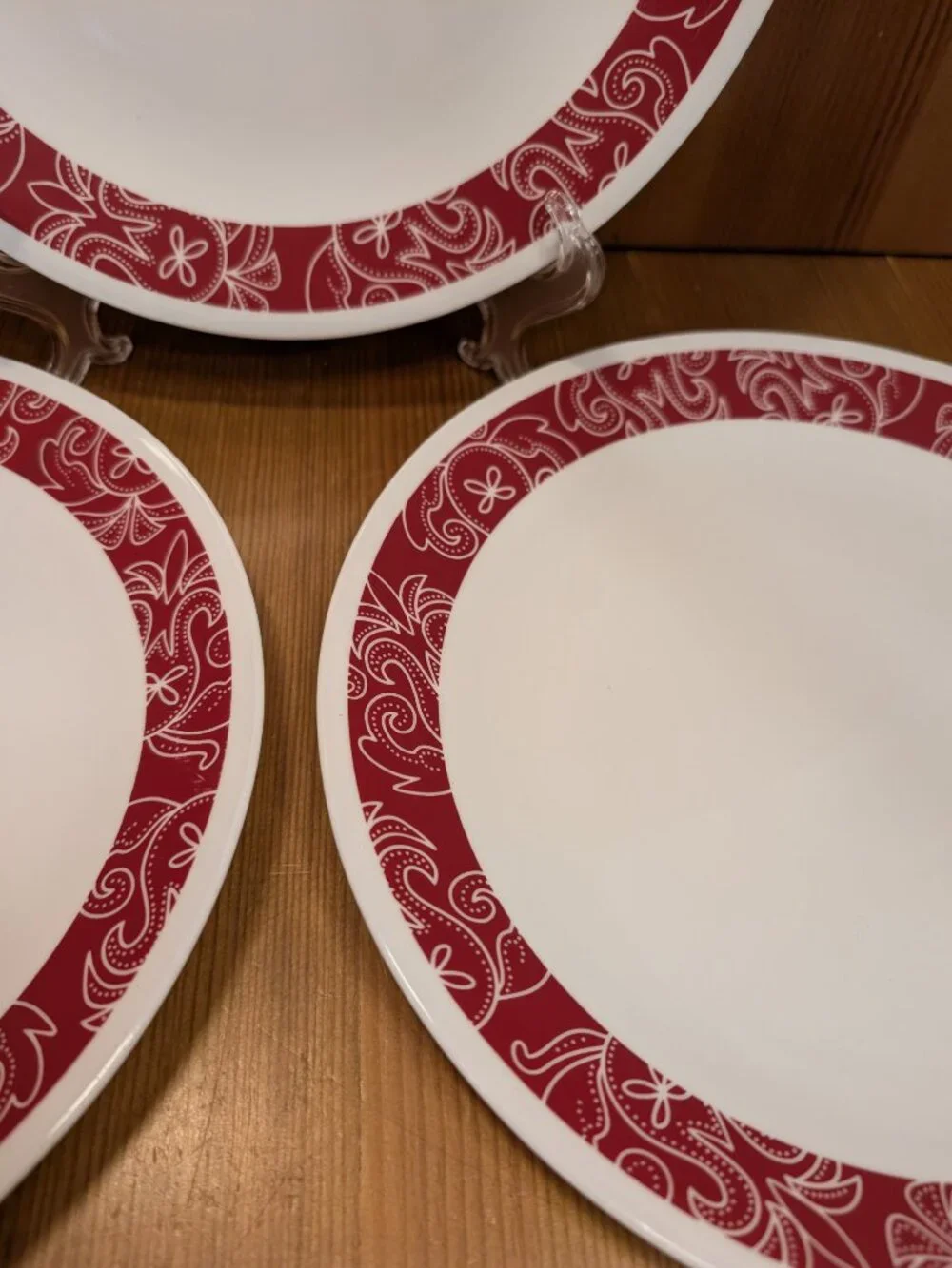 Set of 3 Corelle RED BANDANA Dinner Plates 10 1/4